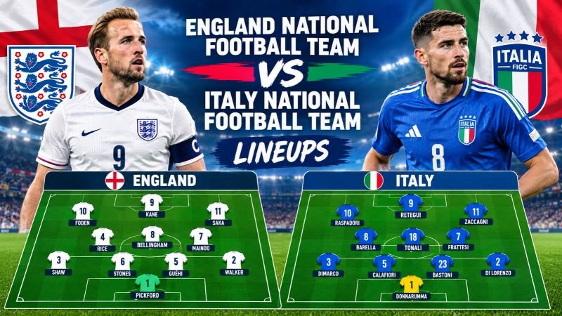 England National Football Team vs Italy National Football Team Lineups