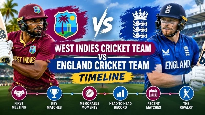 West Indies Cricket Team vs England Cricket Team Timeline