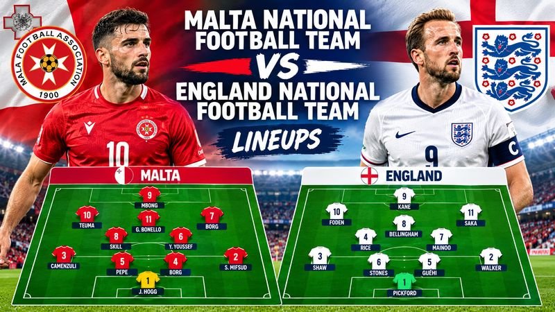 Malta National Football Team vs England National Football Team Lineups