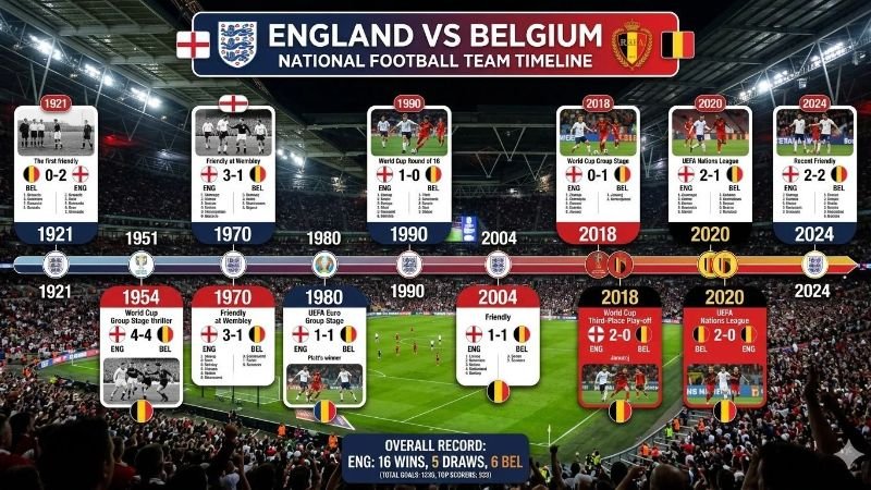 England National Football Team vs Belgium National Football Team Timeline