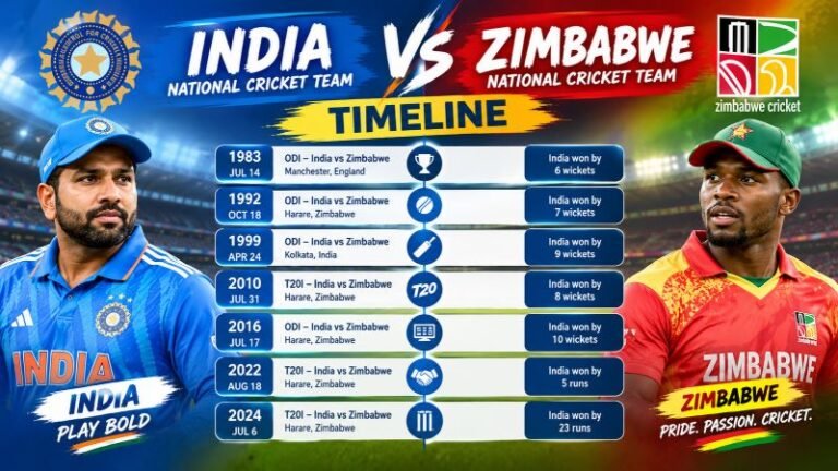 India National Cricket Team Vs Zimbabwe National Cricket Team Timeline