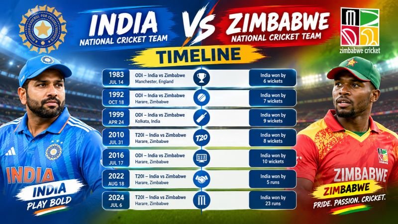 India National Cricket Team Vs Zimbabwe National Cricket Team Timeline